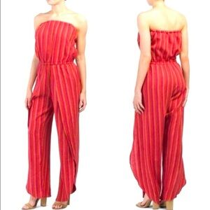 Anthropologie Drew Linen Blend Emerson Stripe Split Tulip Leg Strapless Jumper